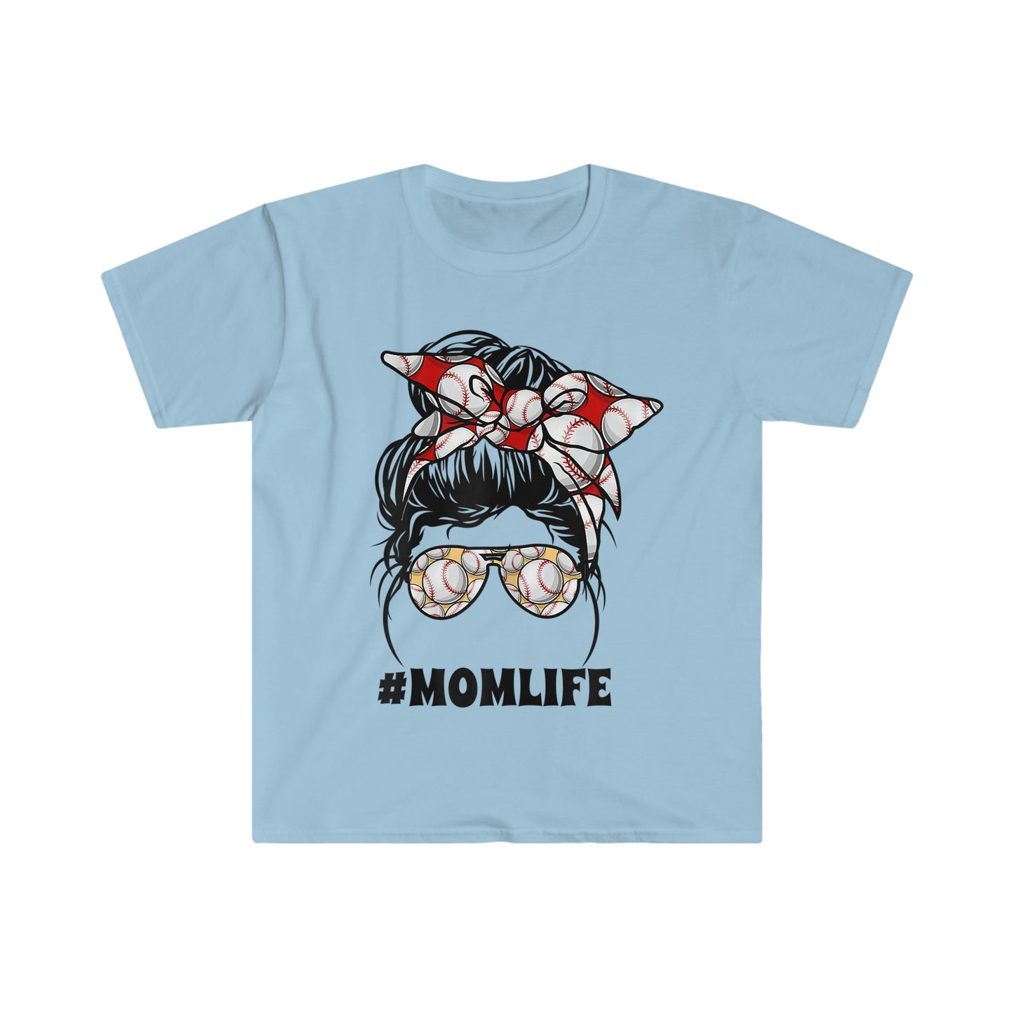 MESSY BUN SOFTBALL MOM LIFE T-SHIRT