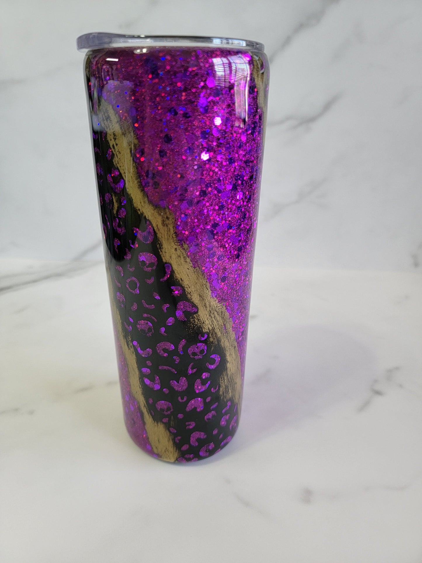 SKULL LEOPARD PRINT DISTRESSED TUMBLER
