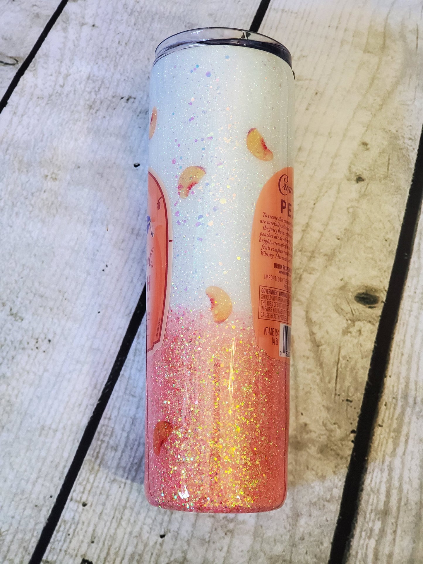 CROWN ROYAL PEACH GLITTER TUMBLER