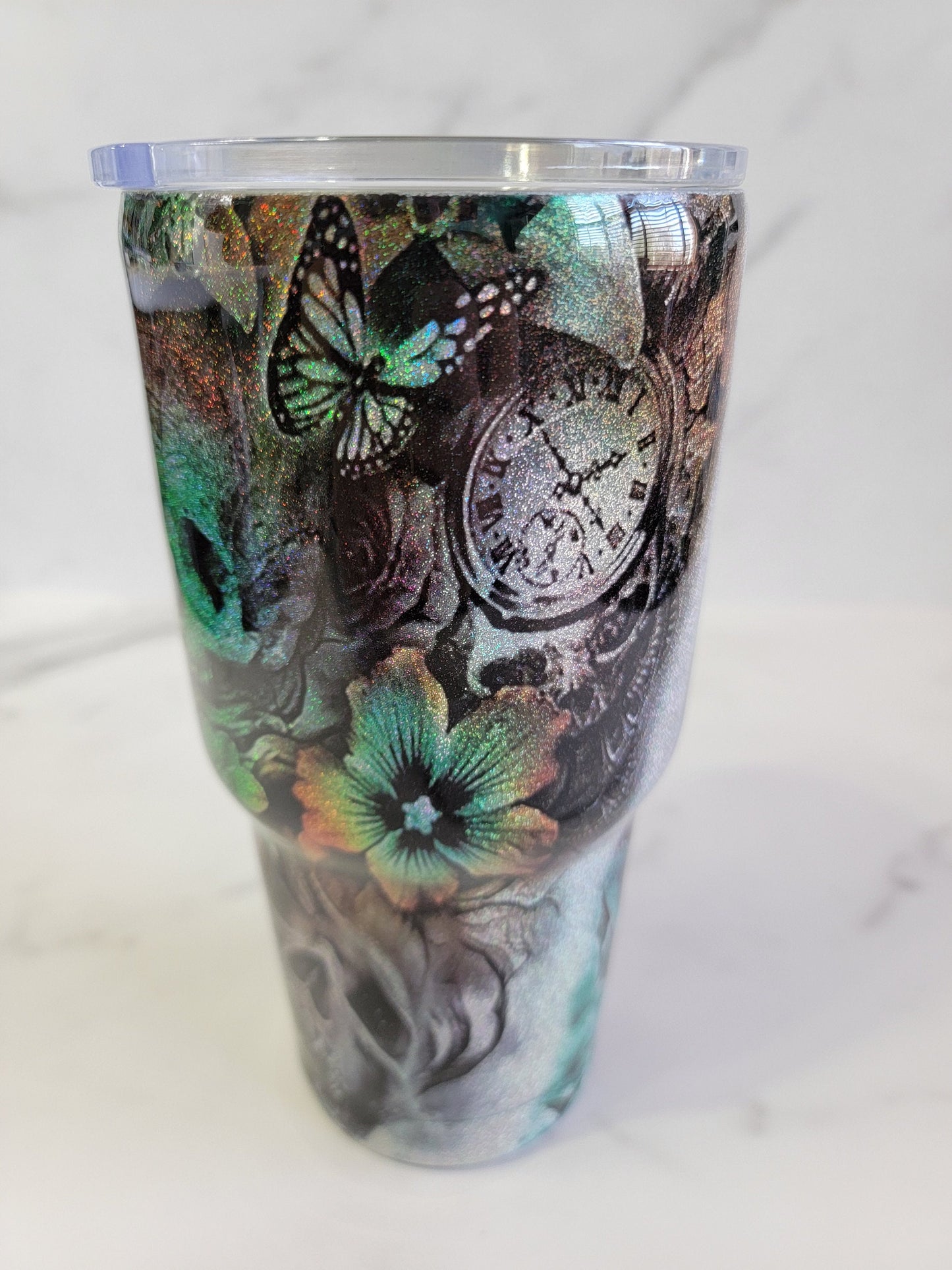 SKULL/WOMAN TATTOO TUMBLER