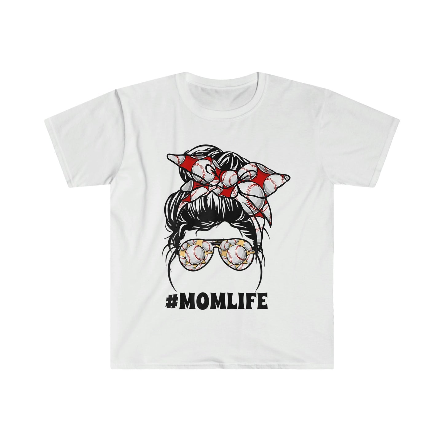MESSY BUN SOFTBALL MOM LIFE T-SHIRT