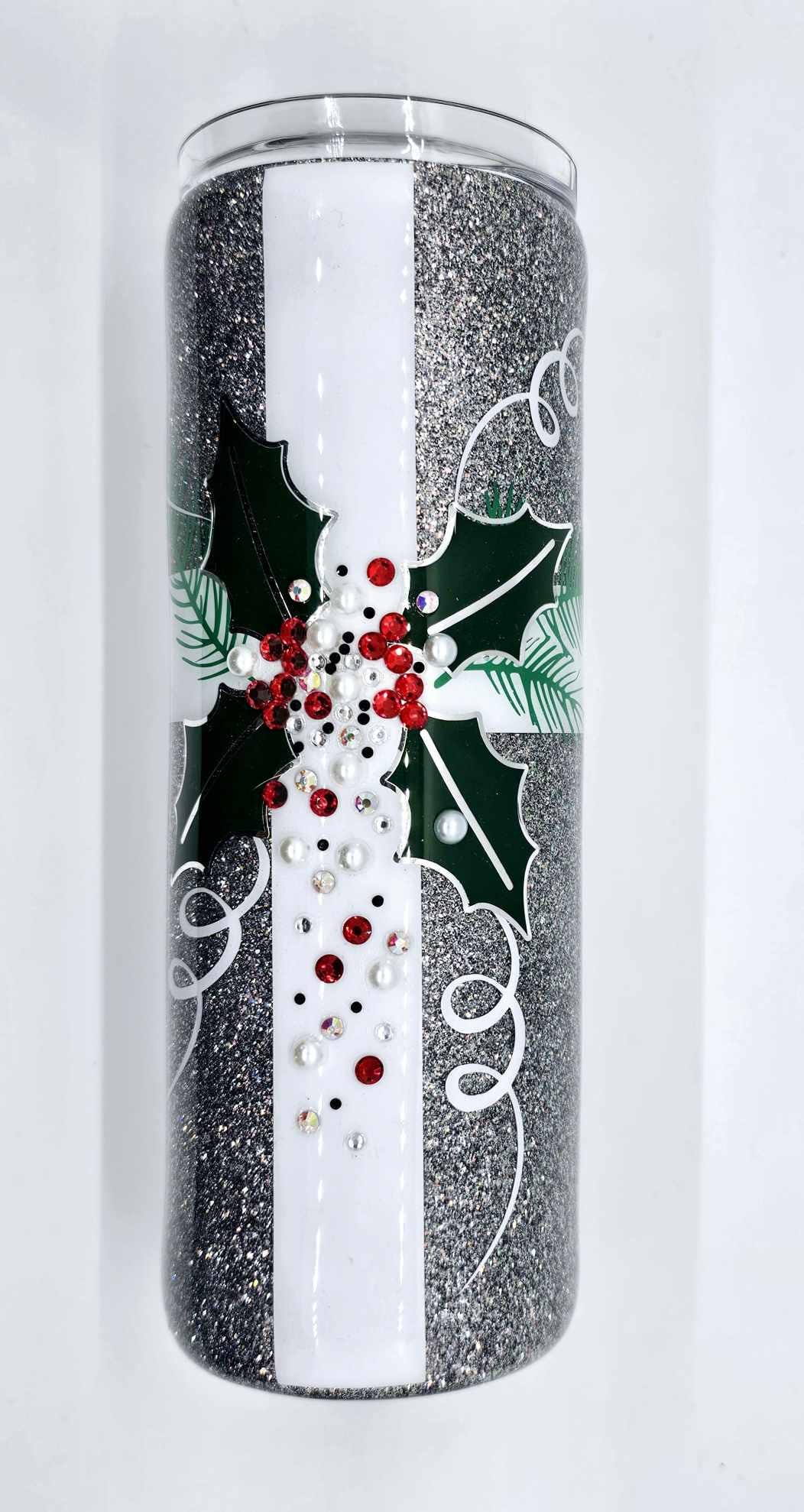 PRESENT WITH HOLLY AND RHINESTONES TUMBLER