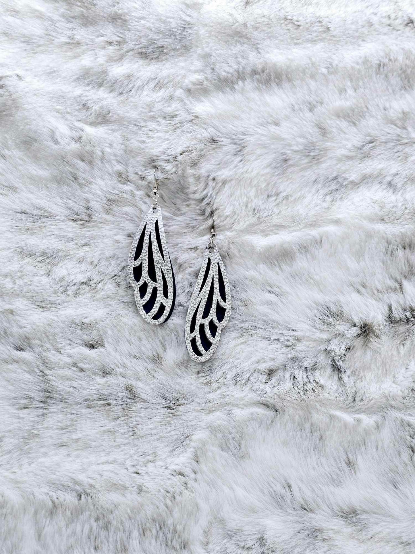 BUTTERFLY WING FAUX LEATHER EARRINGS