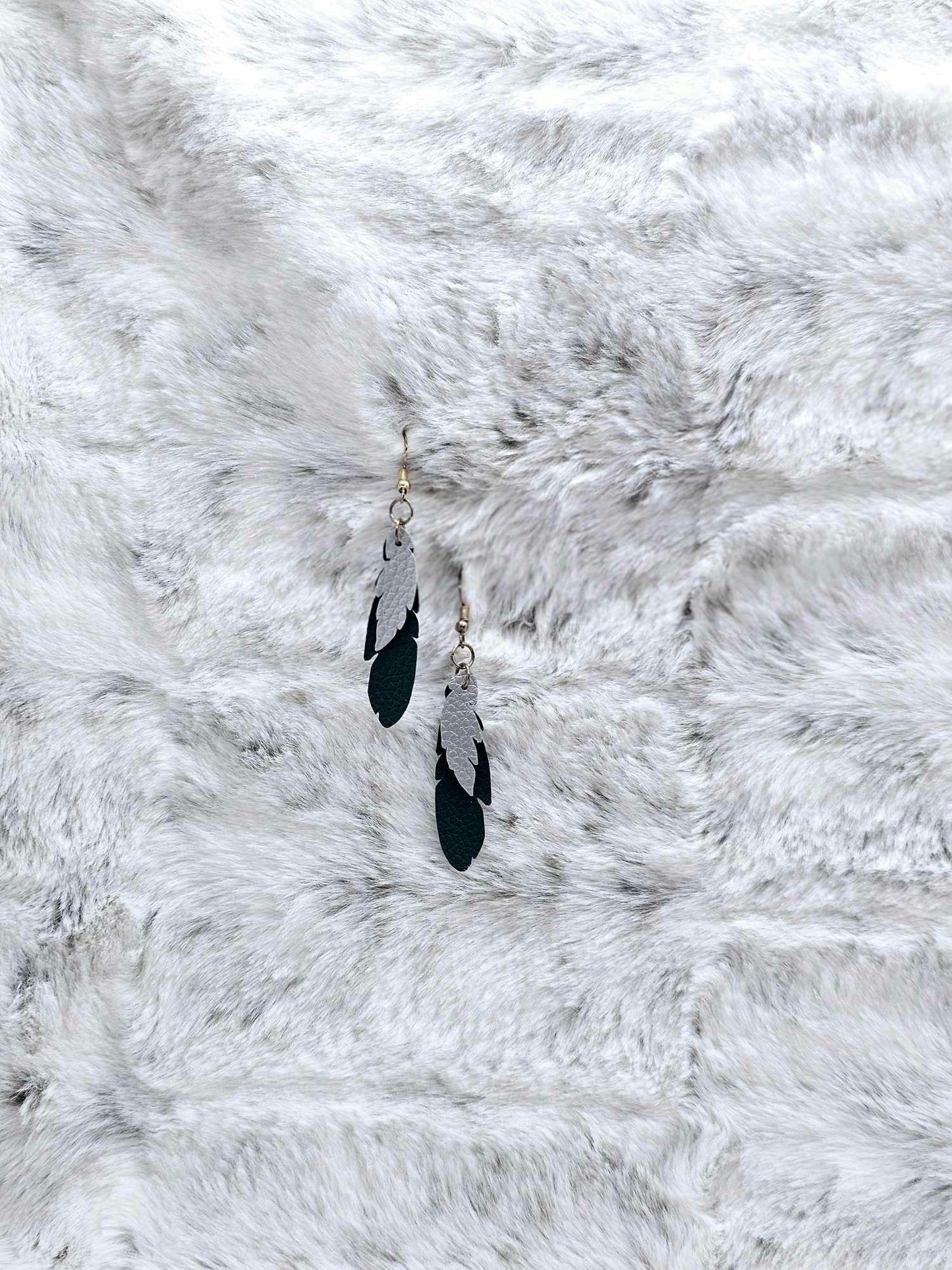 FEATHER FAUX LEATHER EARRINGS
