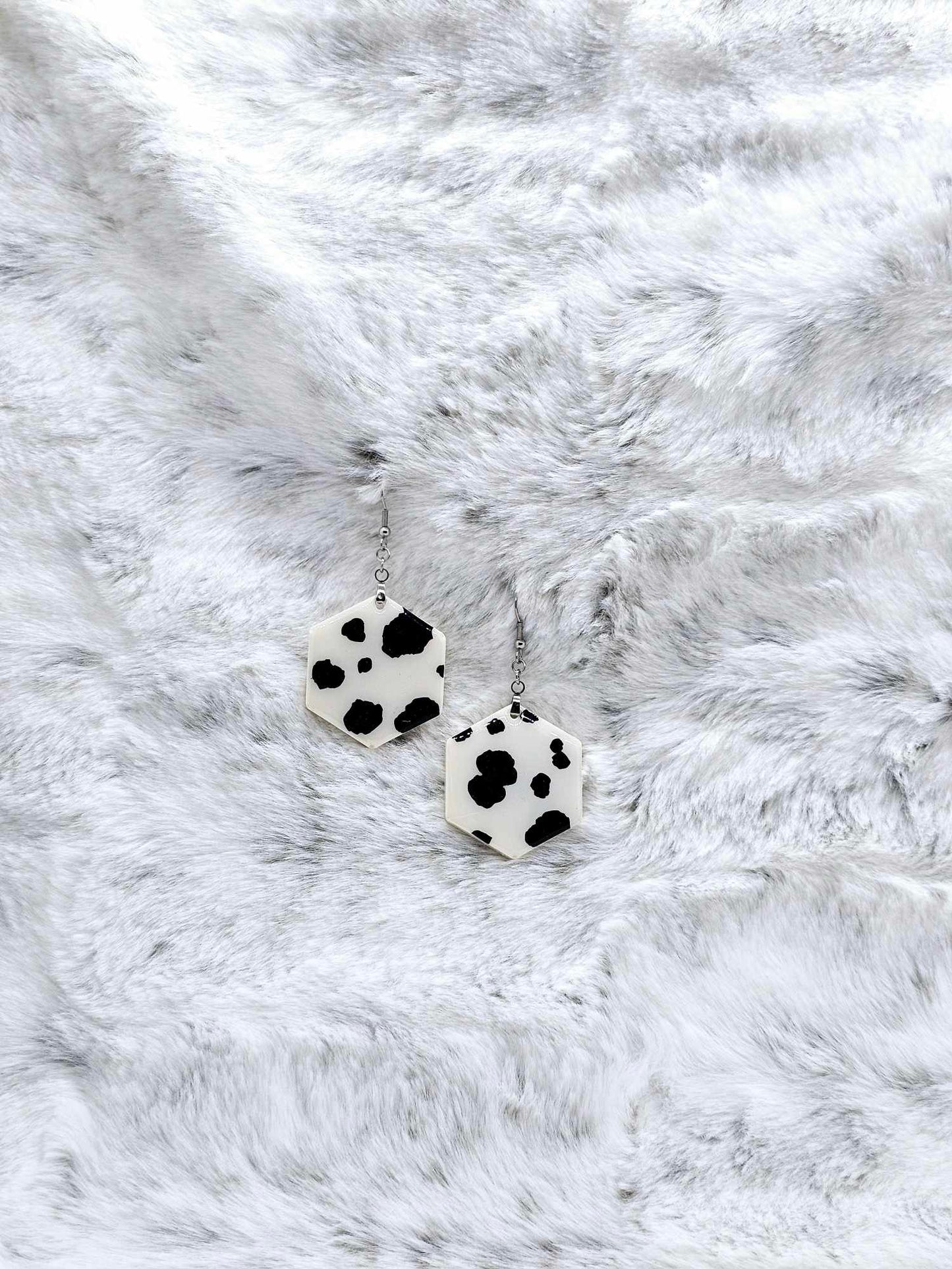 COW PRINT RESIN EARRINGS