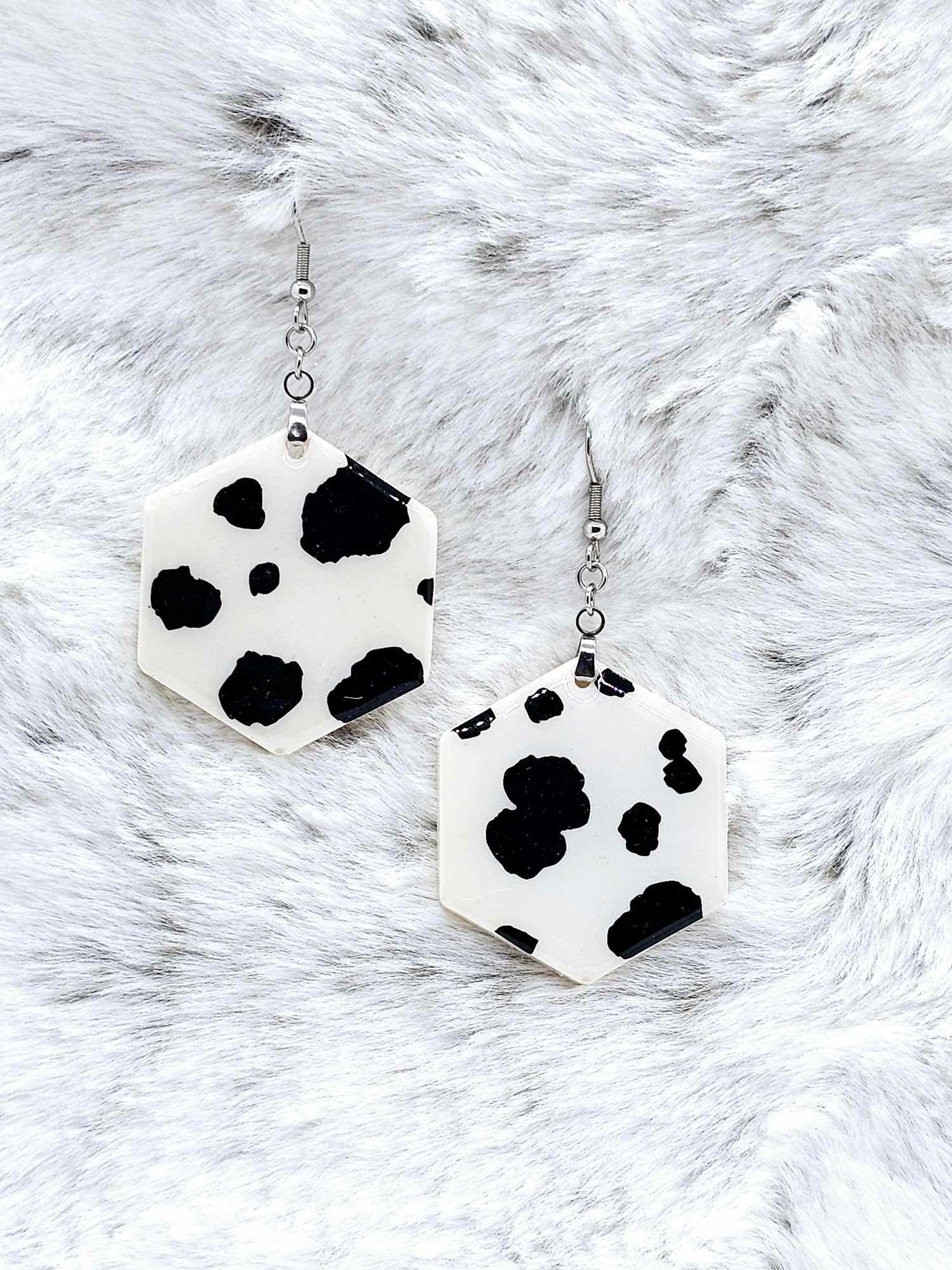 COW PRINT RESIN EARRINGS