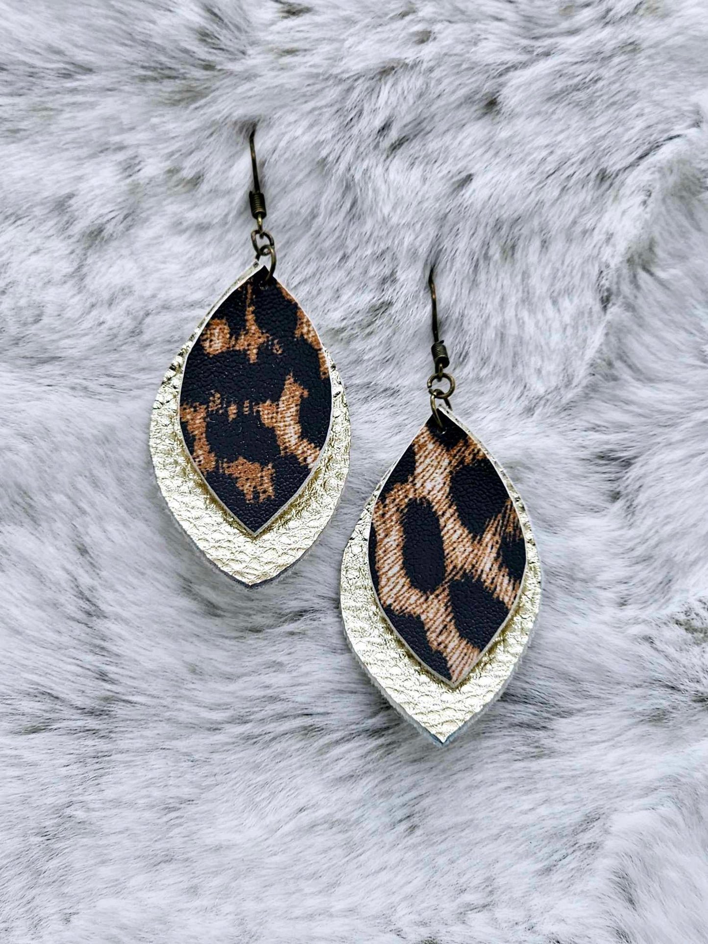 DOUBLE LAYERED FAUX LEATHER EARRINGS