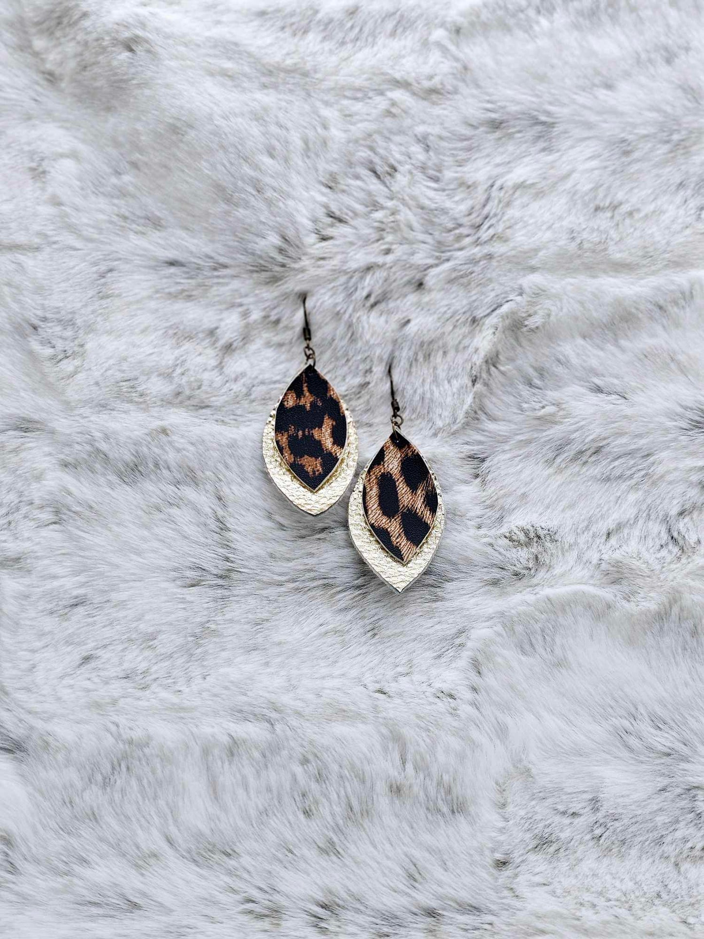 DOUBLE LAYERED FAUX LEATHER EARRINGS