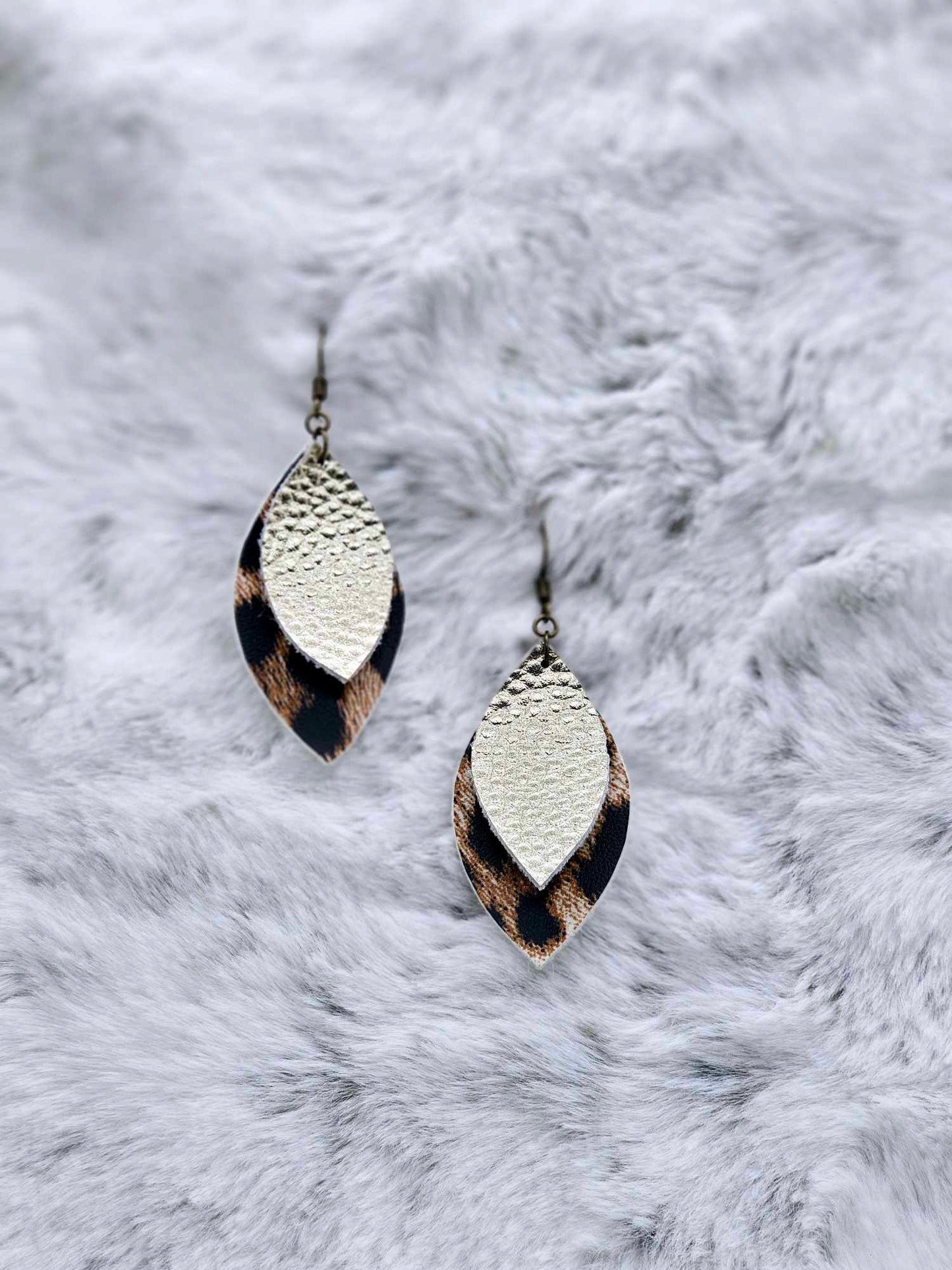 DOUBLE LAYERED FAUX LEATHER EARRINGS