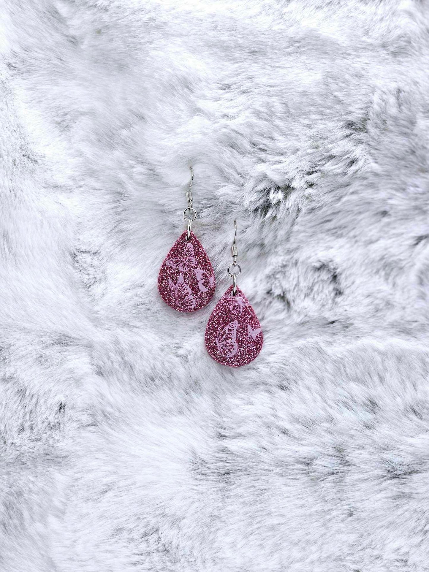 BUTTERFLY PRINT RESIN EARRINGS