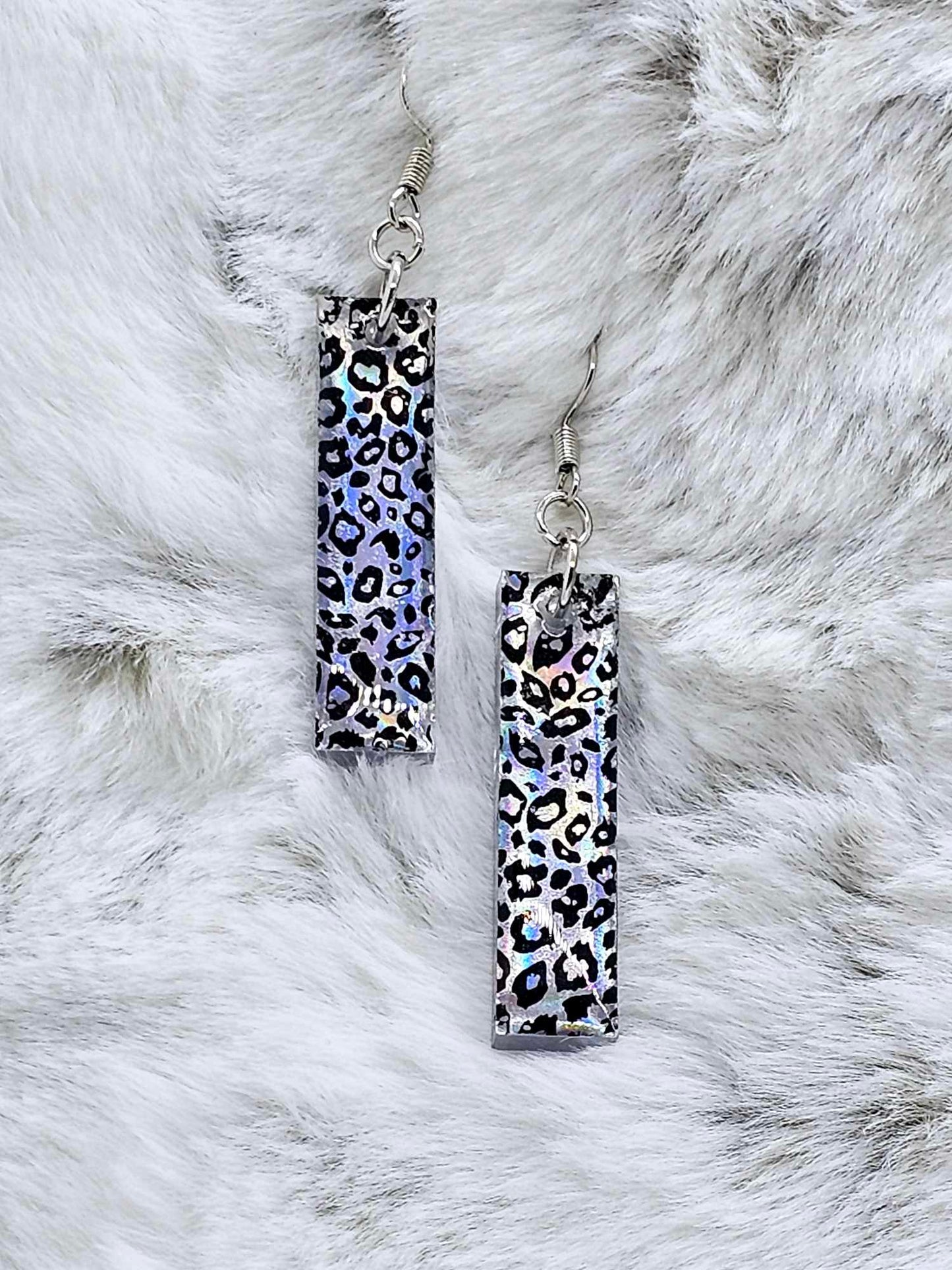 HOLOGRAPHIC LEOPARD PRINT RESIN EARRINGS
