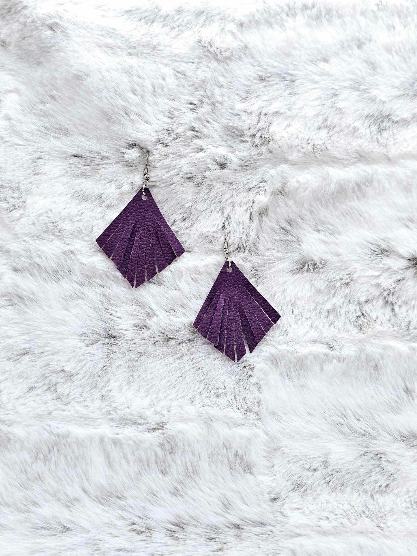 FAN FAUX LEATHER EARRINGS (Copy)