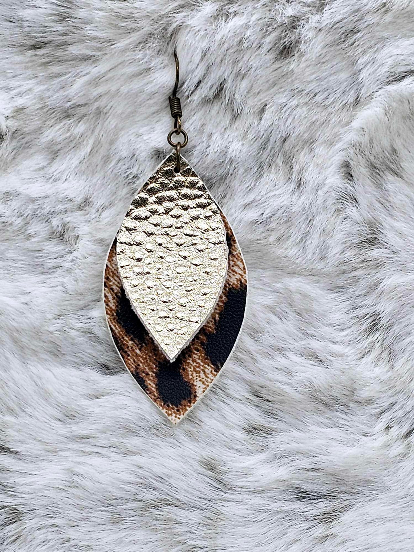 DOUBLE LAYERED FAUX LEATHER EARRINGS