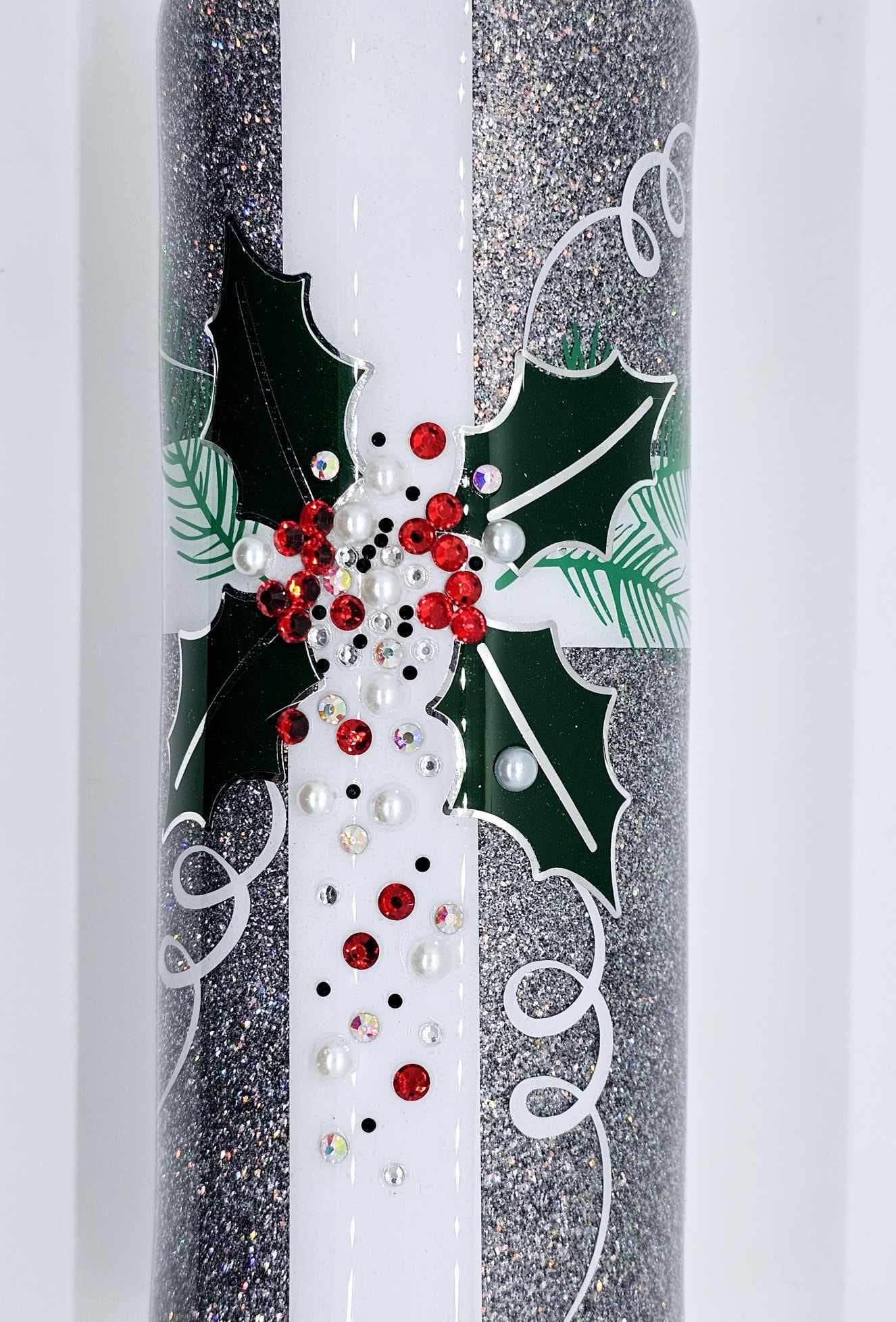 PRESENT WITH HOLLY AND RHINESTONES TUMBLER