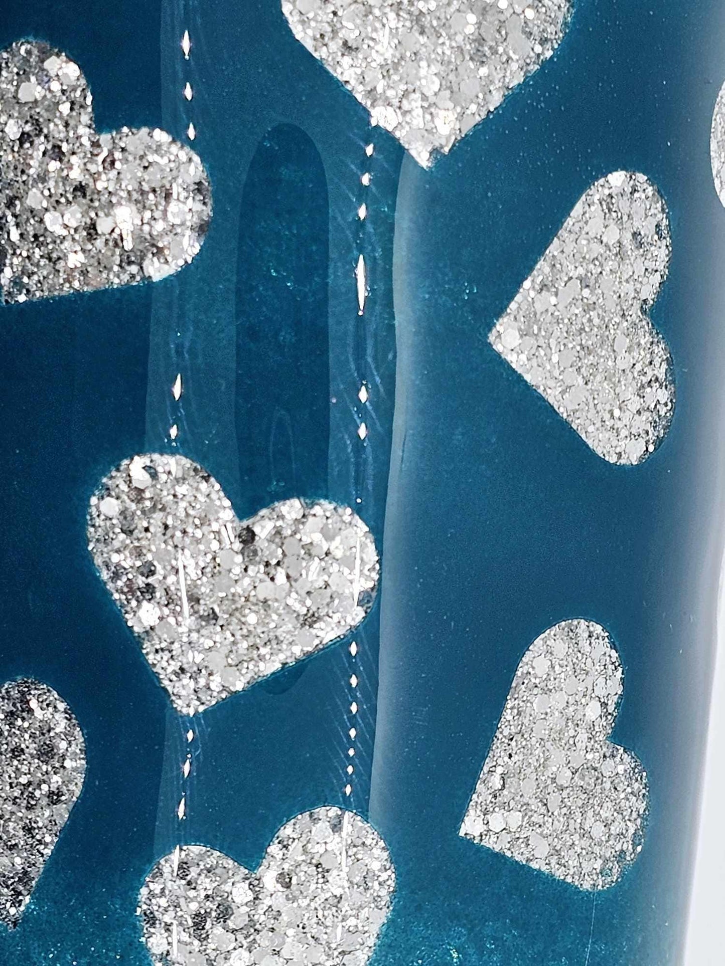 TEAL WITH SILVER HEARTS TUMBLER
