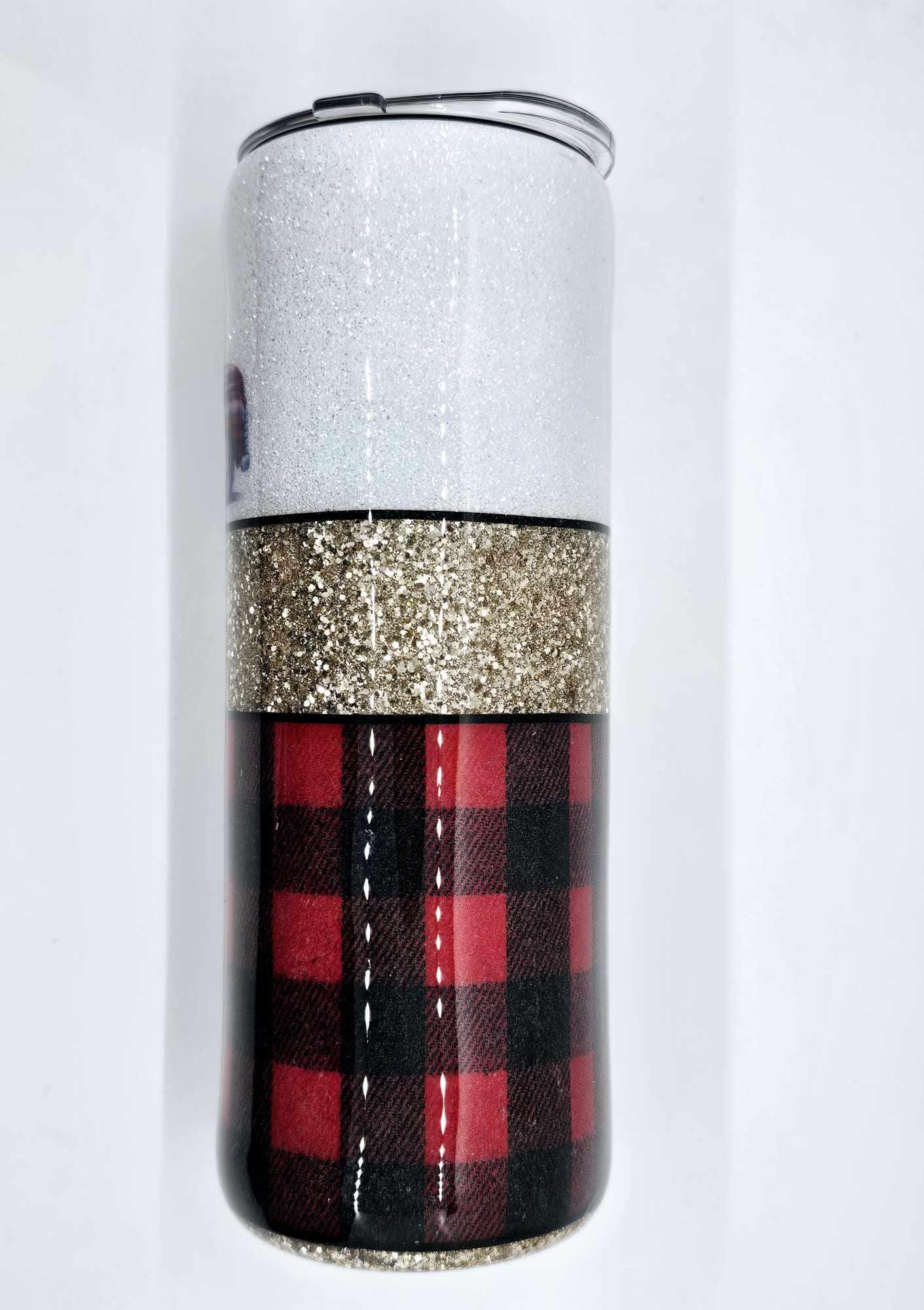 BUFFALO PLAID WITH SNOWMAN AND RED TRUCK TUMBLER