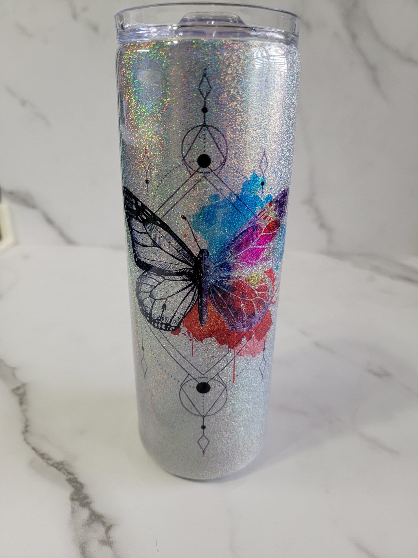 WATERCOLOR BUTTERFLY TATTOO TUMBLER