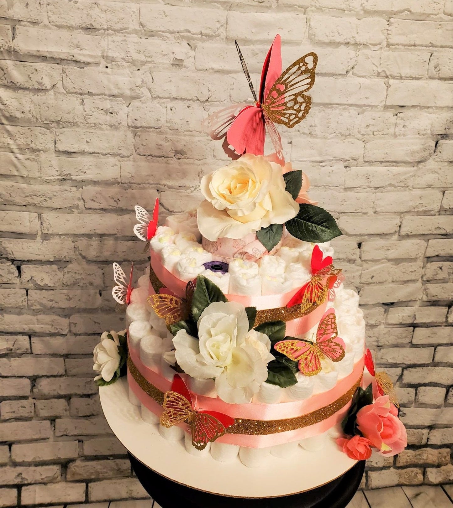 BABY GIRL BUTTERFLY DIAPER CAKE