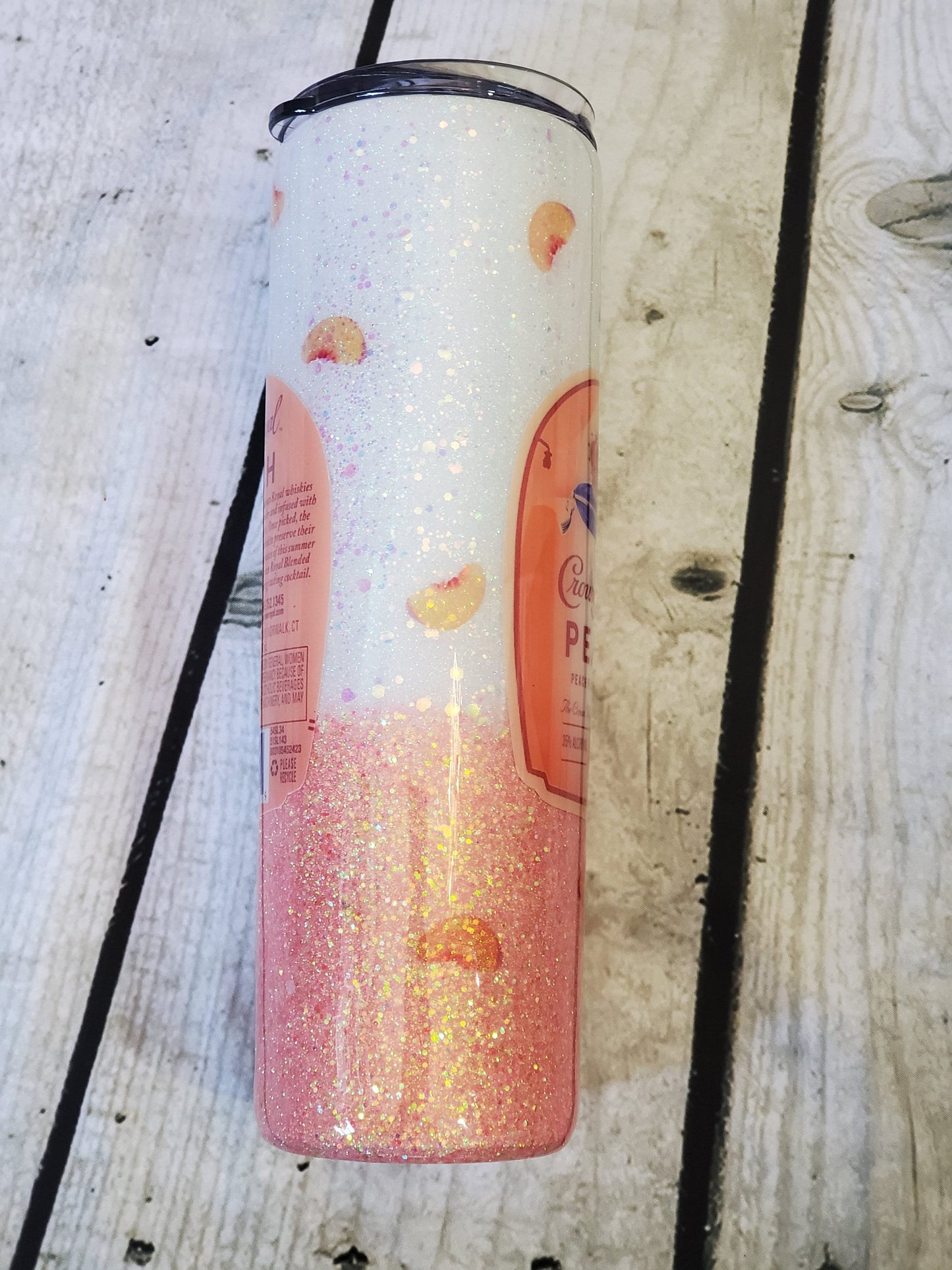 CROWN ROYAL PEACH GLITTER TUMBLER