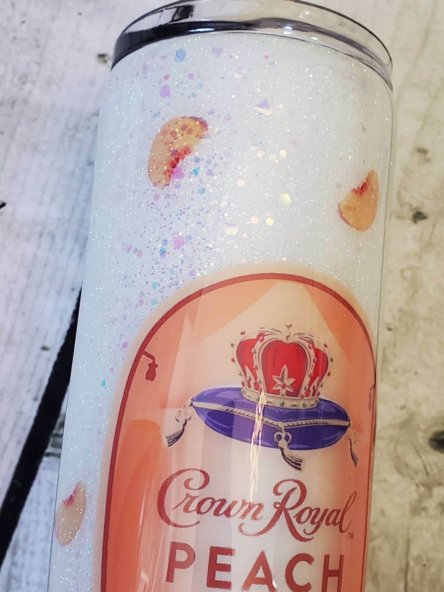 CROWN ROYAL PEACH GLITTER TUMBLER