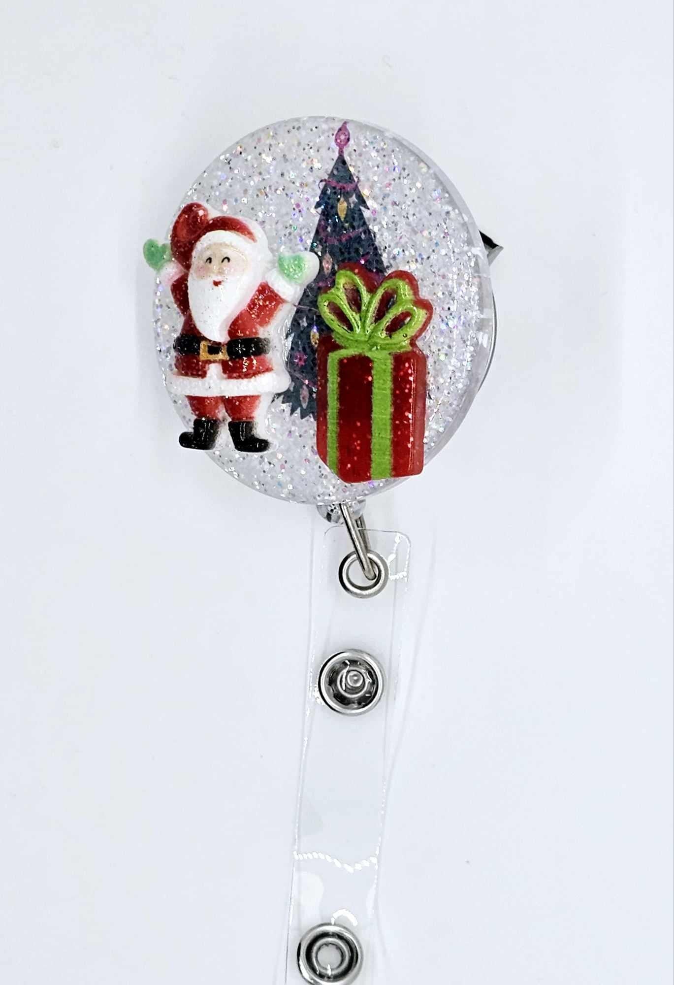 SANTA, CHRISTMAS TREE, AND PRESENT 3D BADGE REEL
