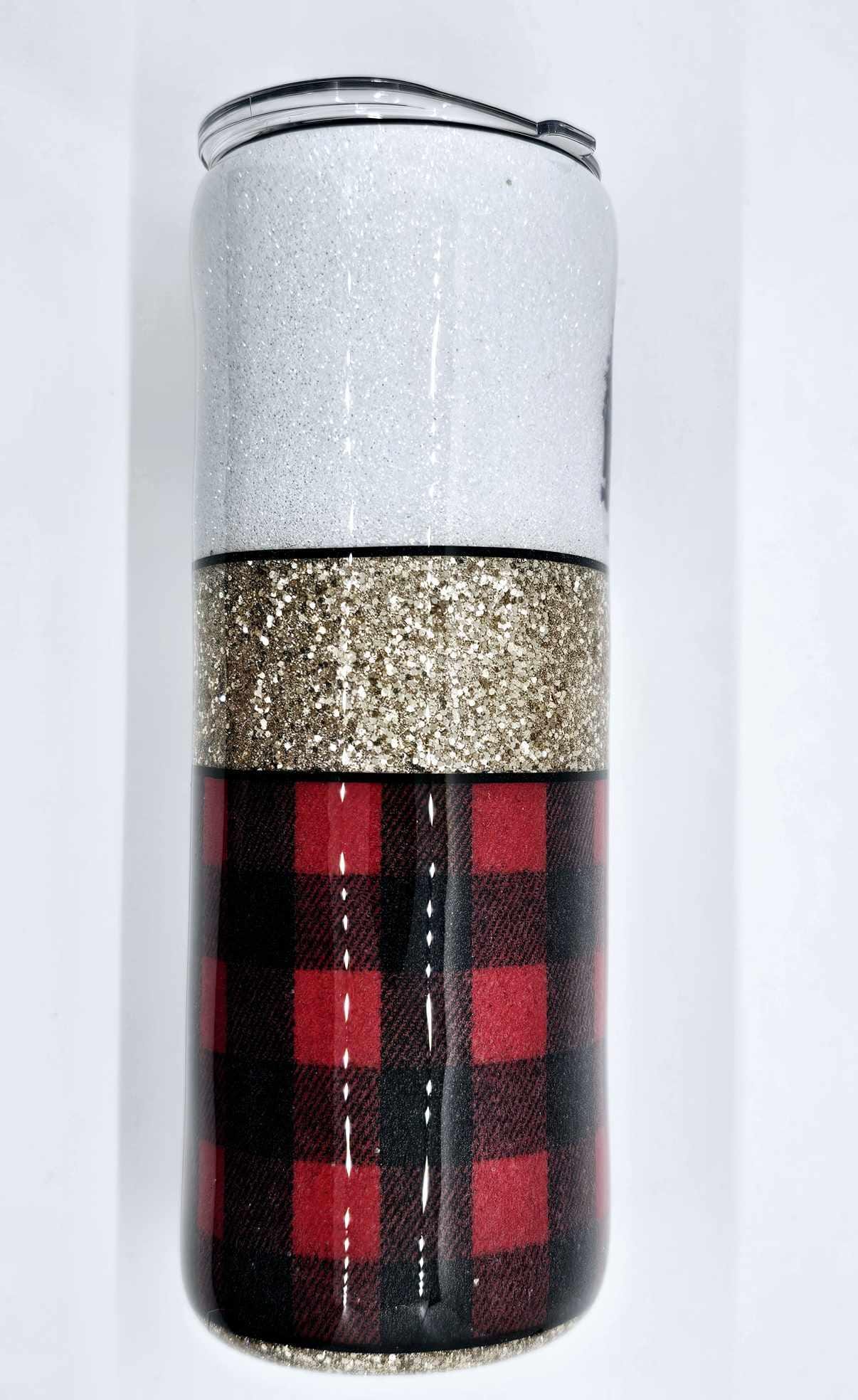 BUFFALO PLAID WITH SNOWMAN AND RED TRUCK TUMBLER