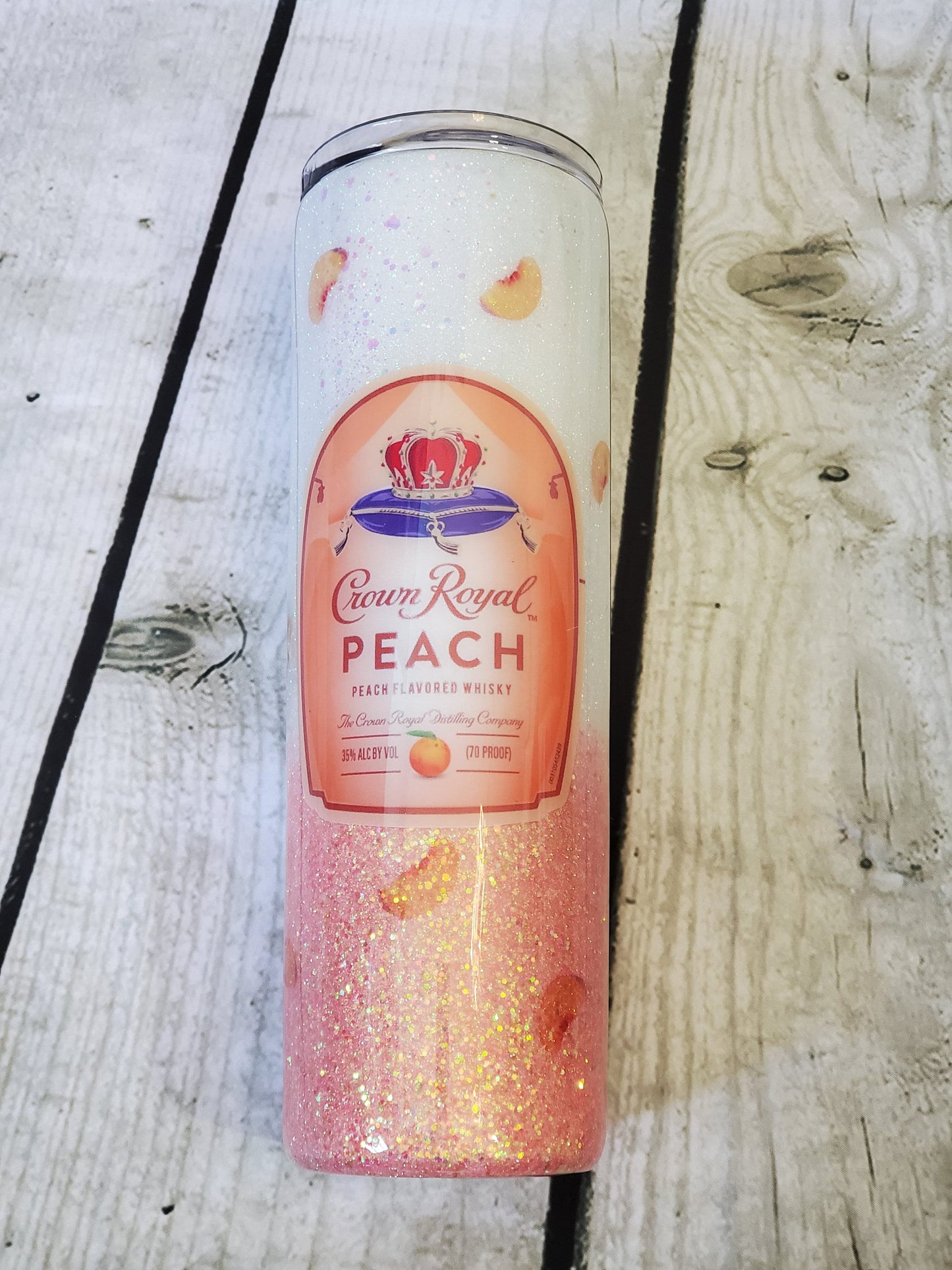 CROWN ROYAL PEACH GLITTER TUMBLER