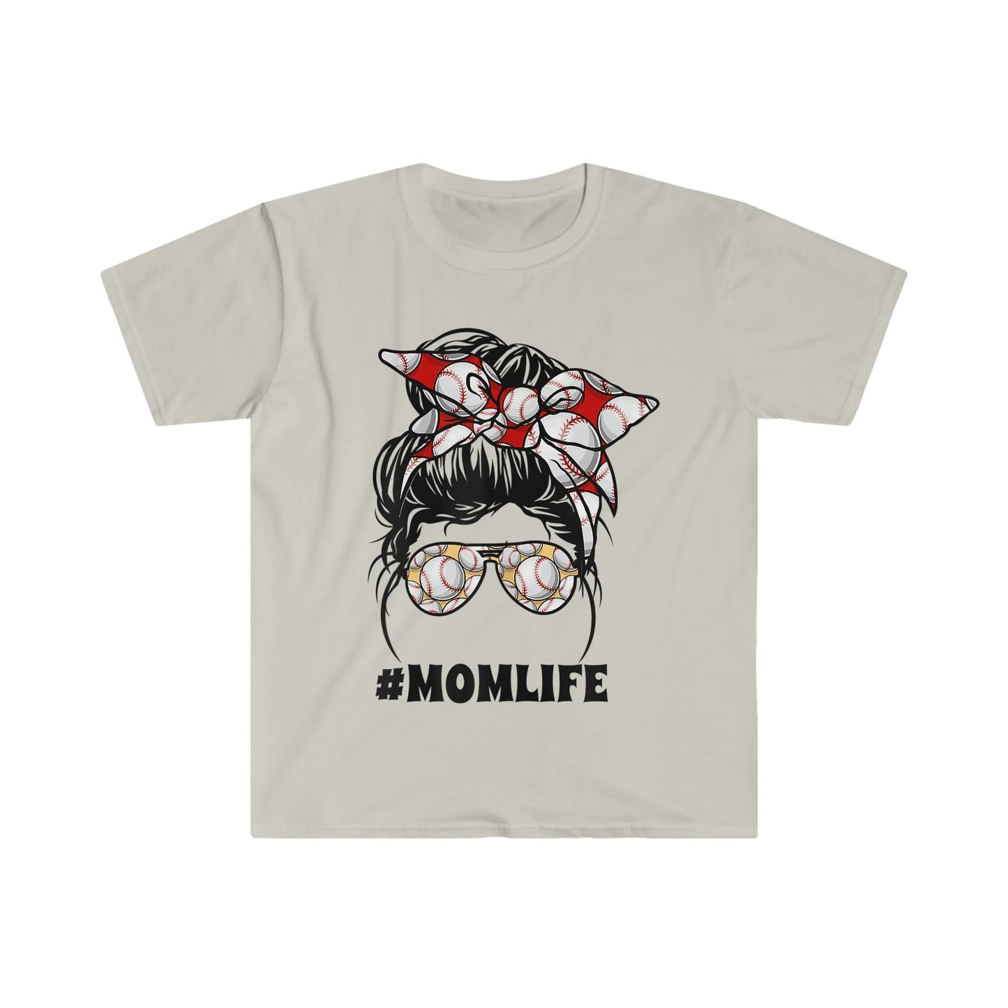 MESSY BUN SOFTBALL MOM LIFE T-SHIRT