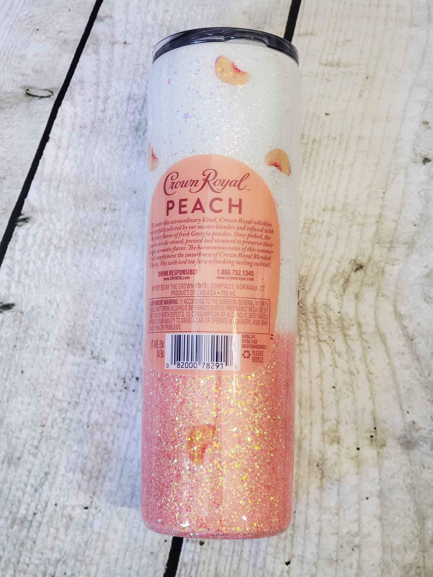 CROWN ROYAL PEACH GLITTER TUMBLER