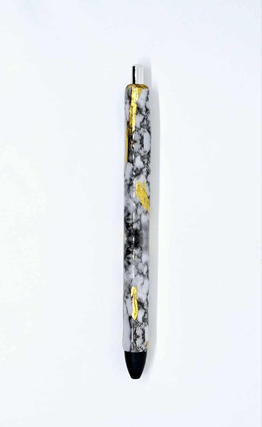 MARBLE PRINT WITH GOLD FOIL EPOXY PEN