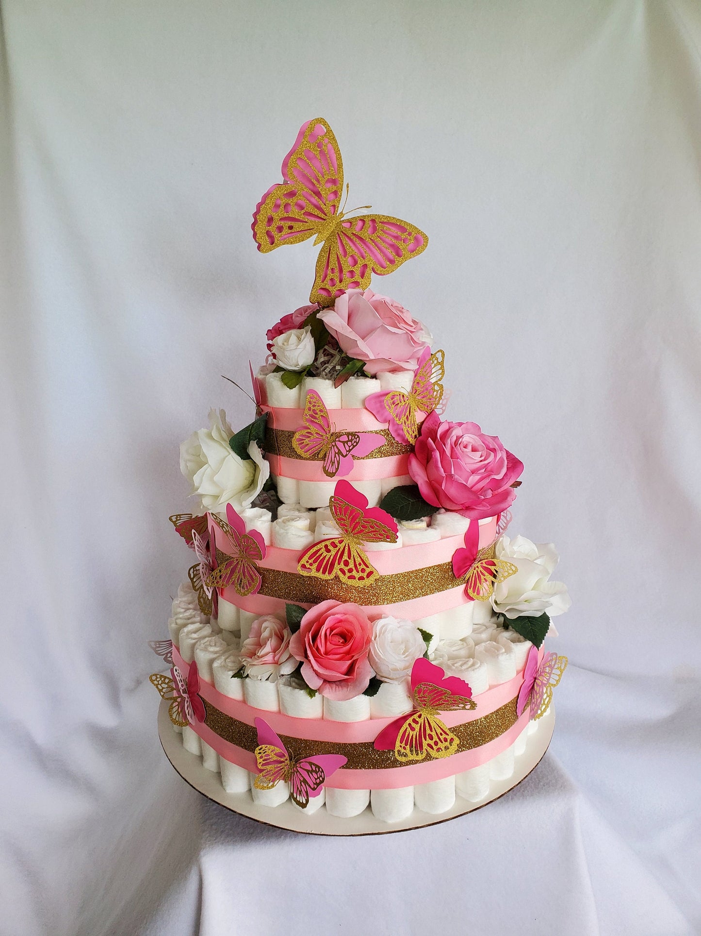BABY GIRL BUTTERFLY DIAPER CAKE