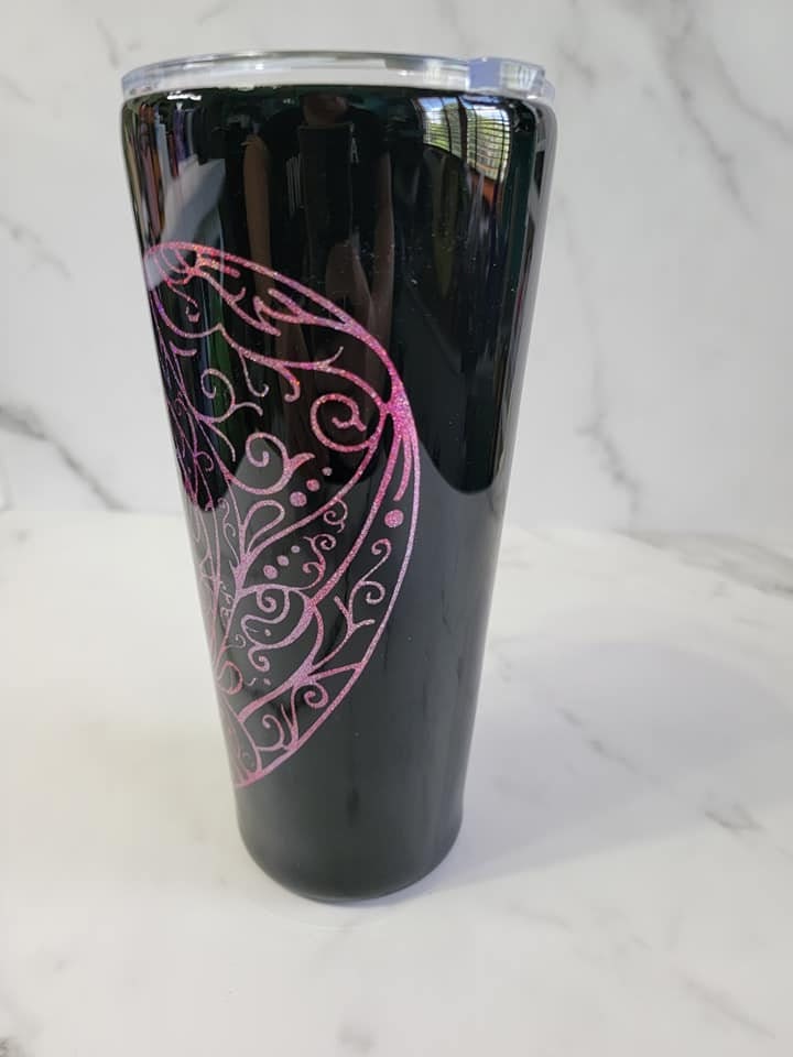 PINK HEART MANDALA PEEK A BOO TUMBLER