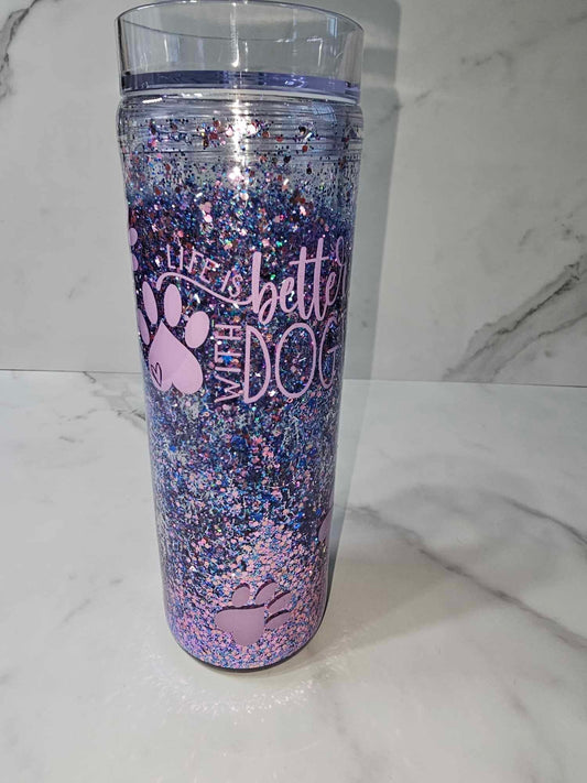 LIFE IS BETTER WITH DOGS SNOW GLOBE TUMBLER