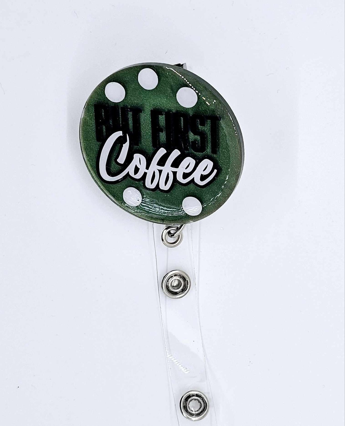 BUT FIRST COFFEE BADGE REEL