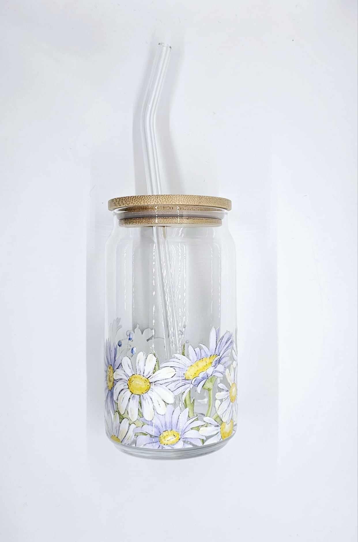 DAISY GLASS CAN TUMBLER
