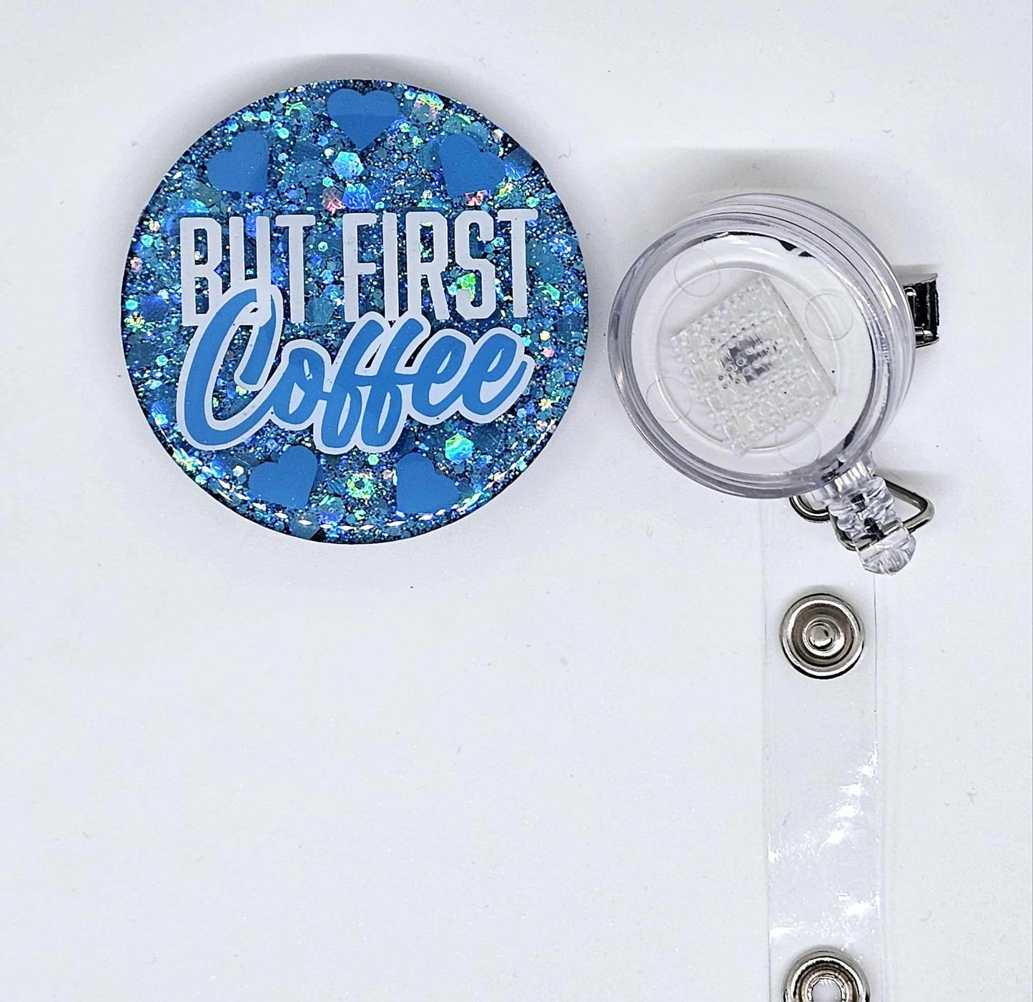 BUT FIRST COFFEE BADGE REEL
