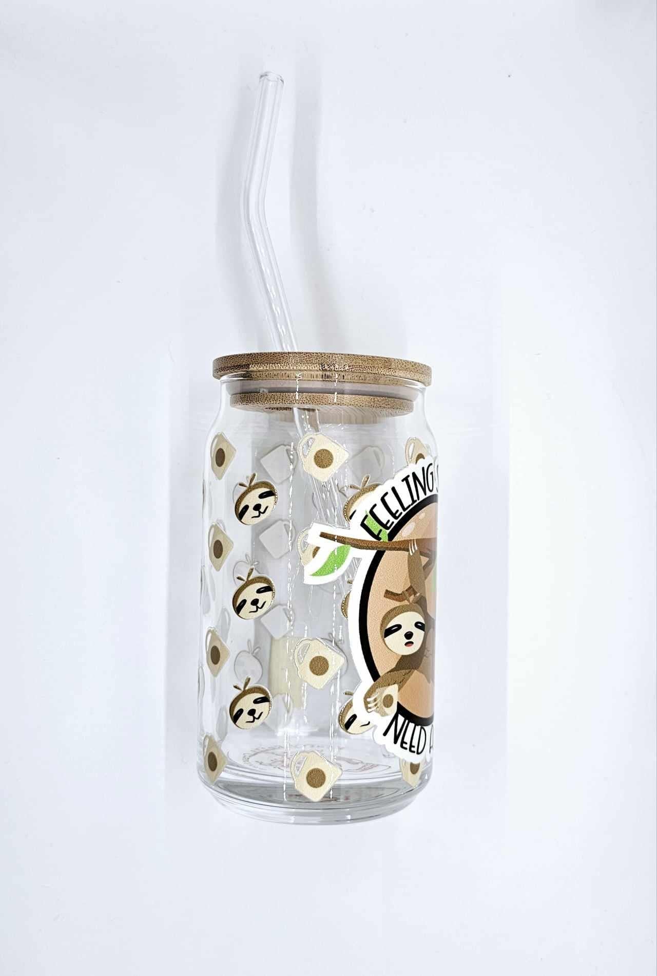 FEELIN SLOTHEE NEED A COFFEE GLASS CAN TUMBLER