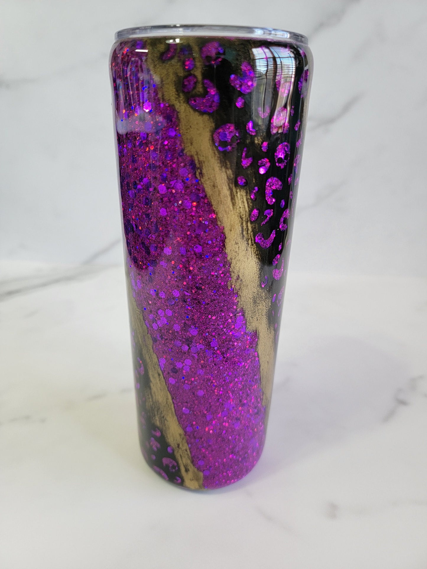 SKULL LEOPARD PRINT DISTRESSED TUMBLER