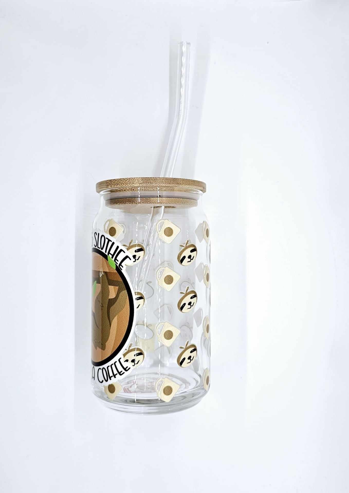 FEELIN SLOTHEE NEED A COFFEE GLASS CAN TUMBLER