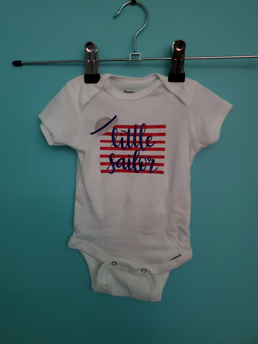 LITTLE SAILOR BABY ONESIE W/ANCHOR ON BUTT