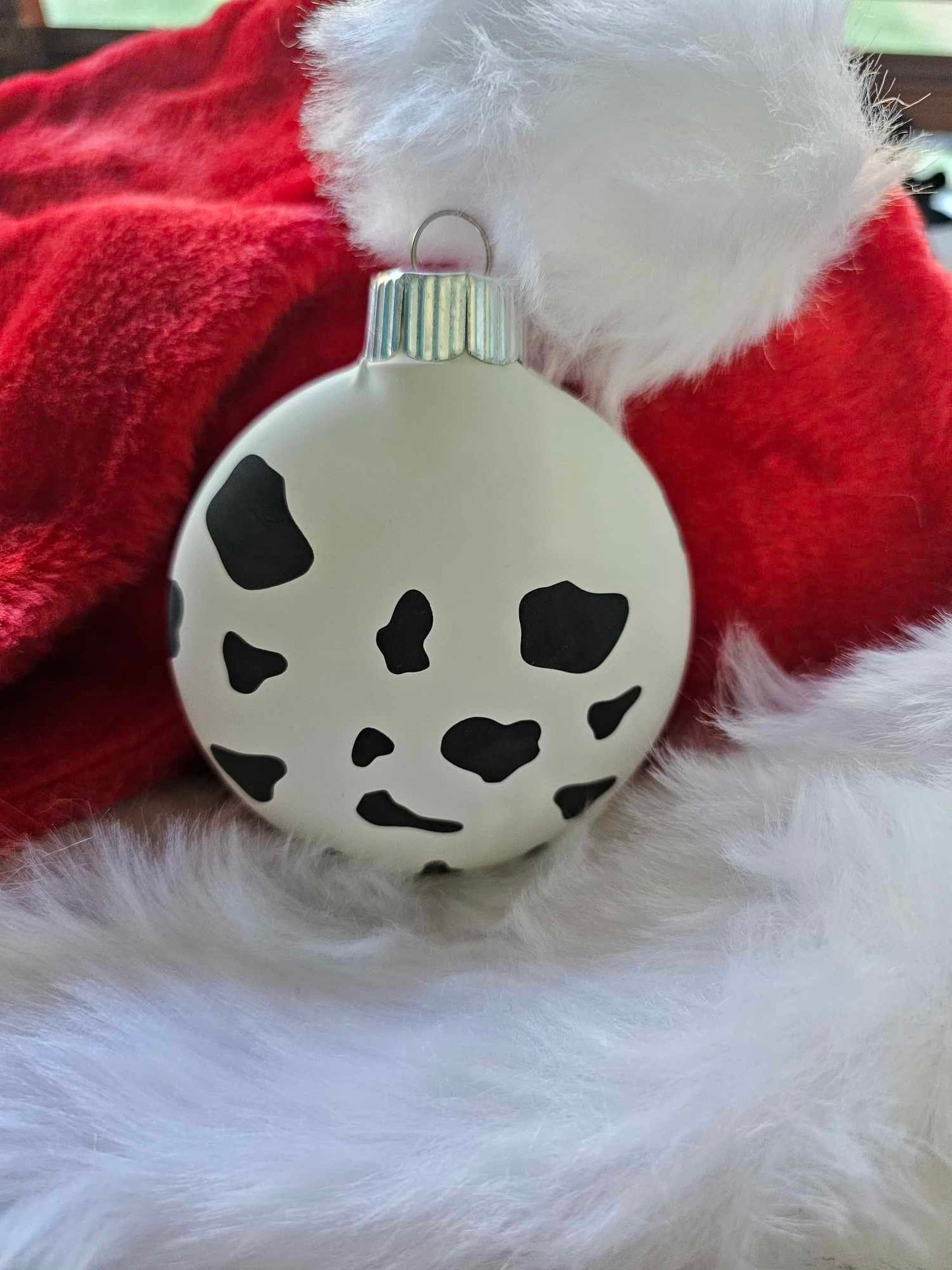 COW PRINT CHRISTMAS ORNAMENT