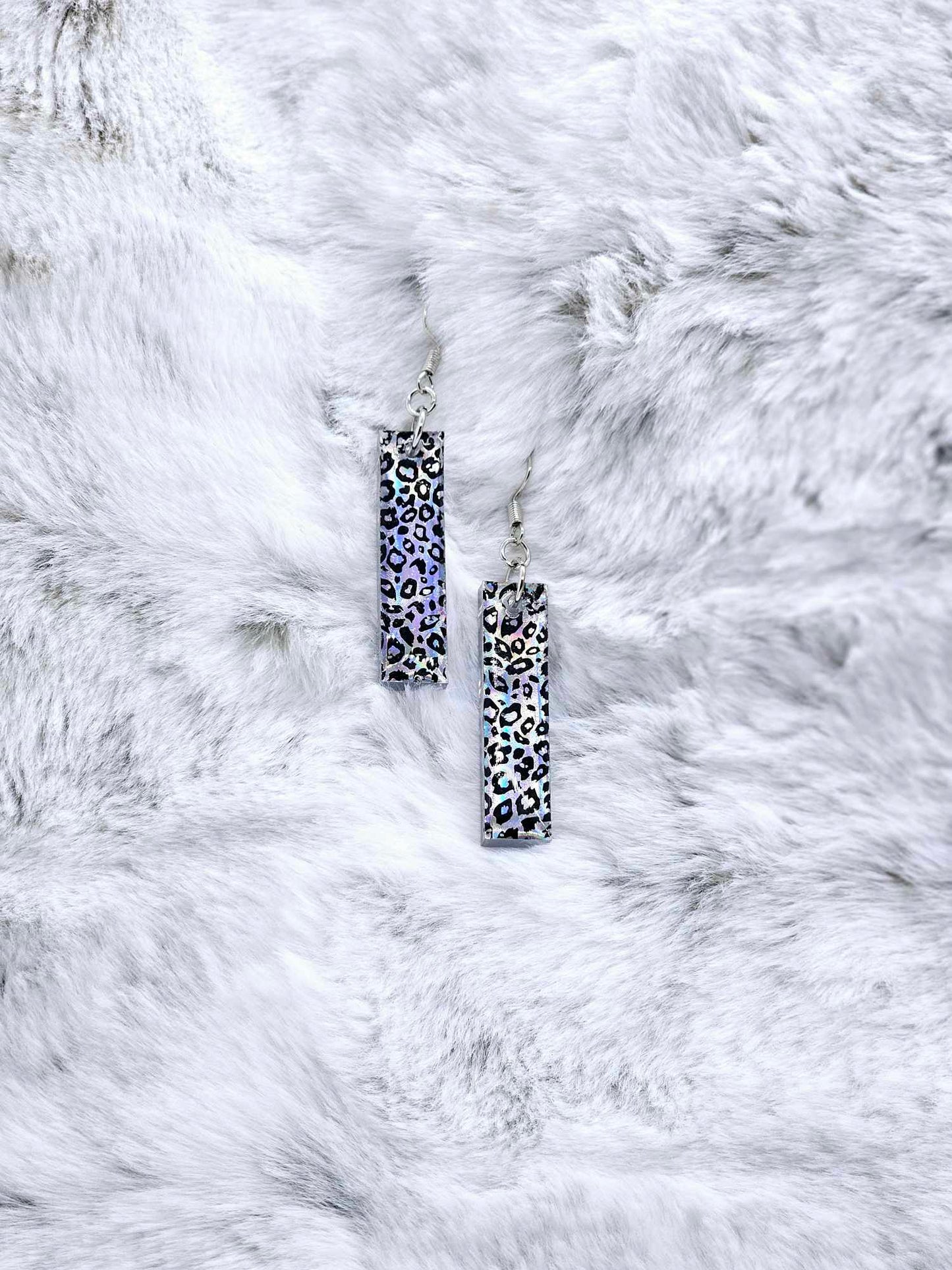 HOLOGRAPHIC LEOPARD PRINT RESIN EARRINGS