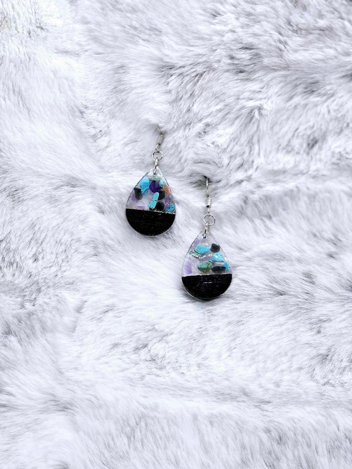WOOD & STONE RESIN EARRINGS