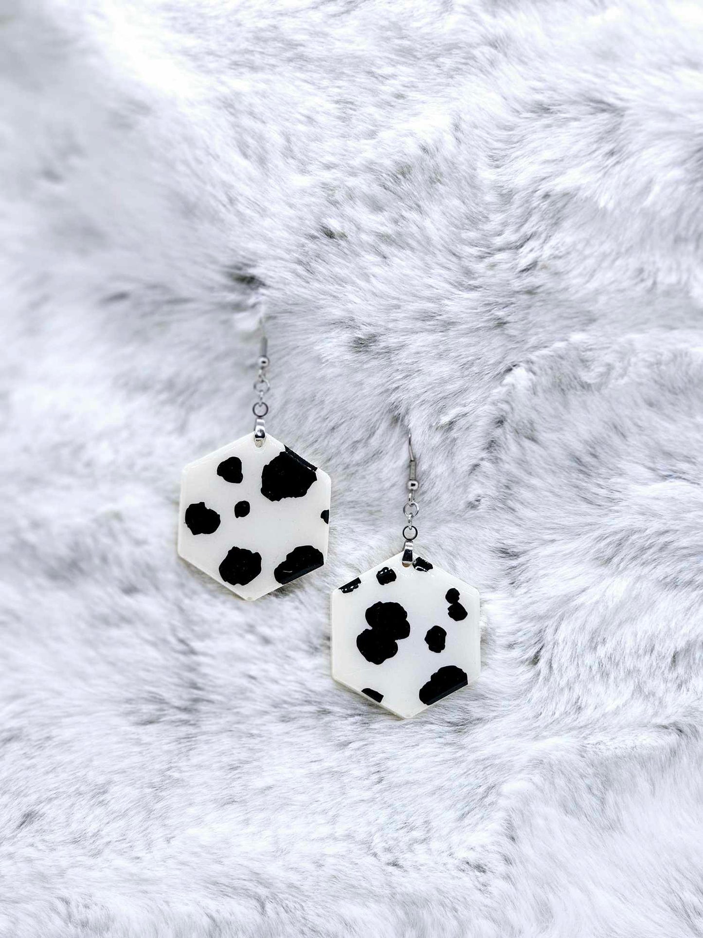 COW PRINT RESIN EARRINGS