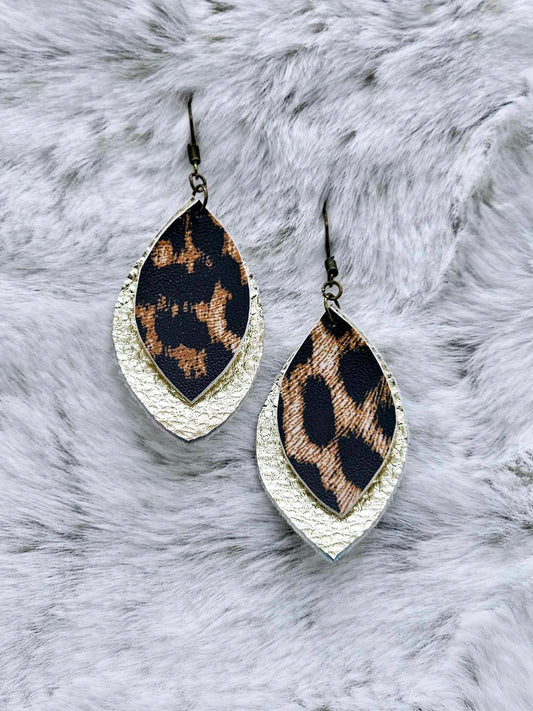 DOUBLE LAYERED FAUX LEATHER EARRINGS