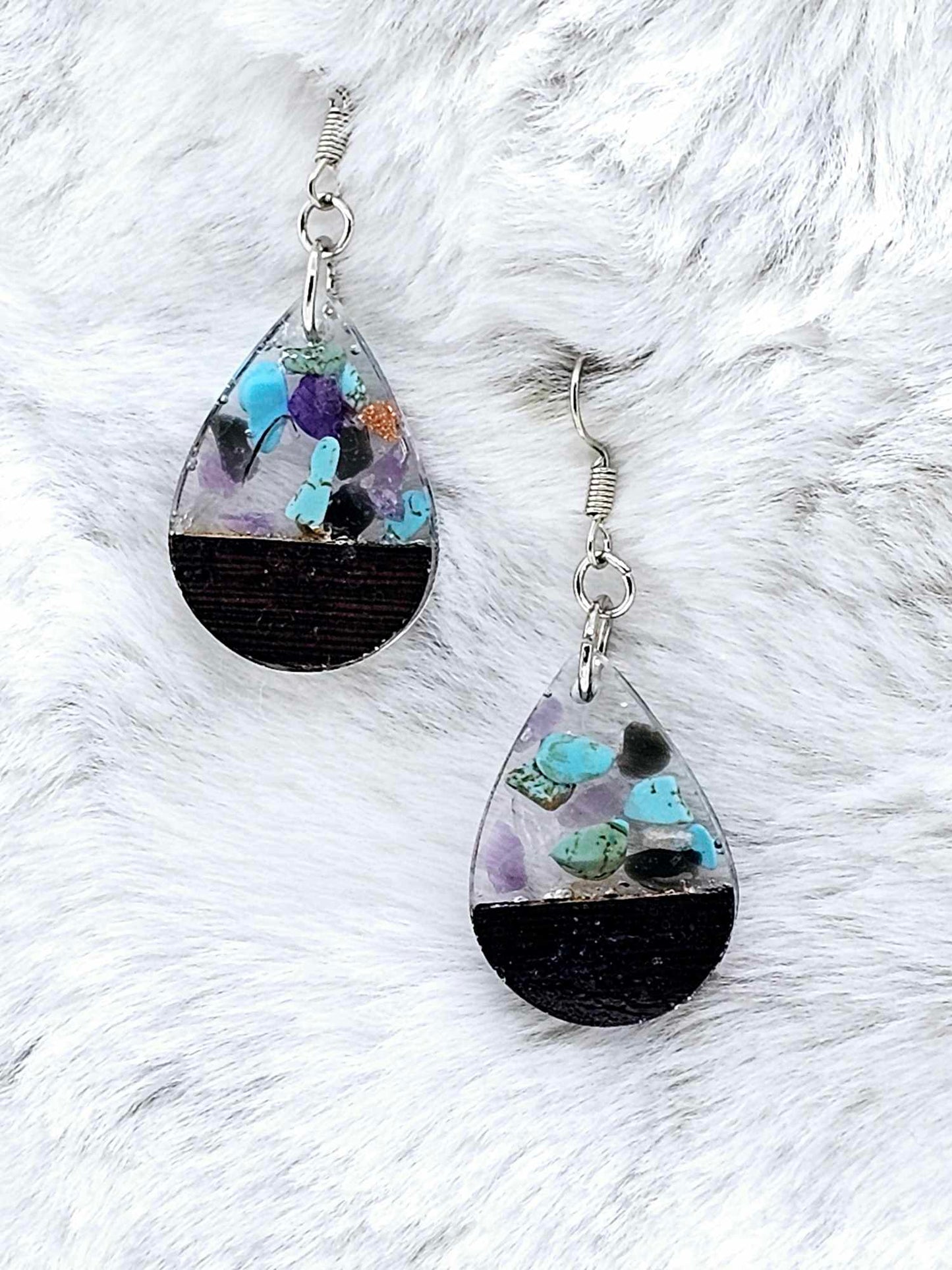 WOOD & STONE RESIN EARRINGS