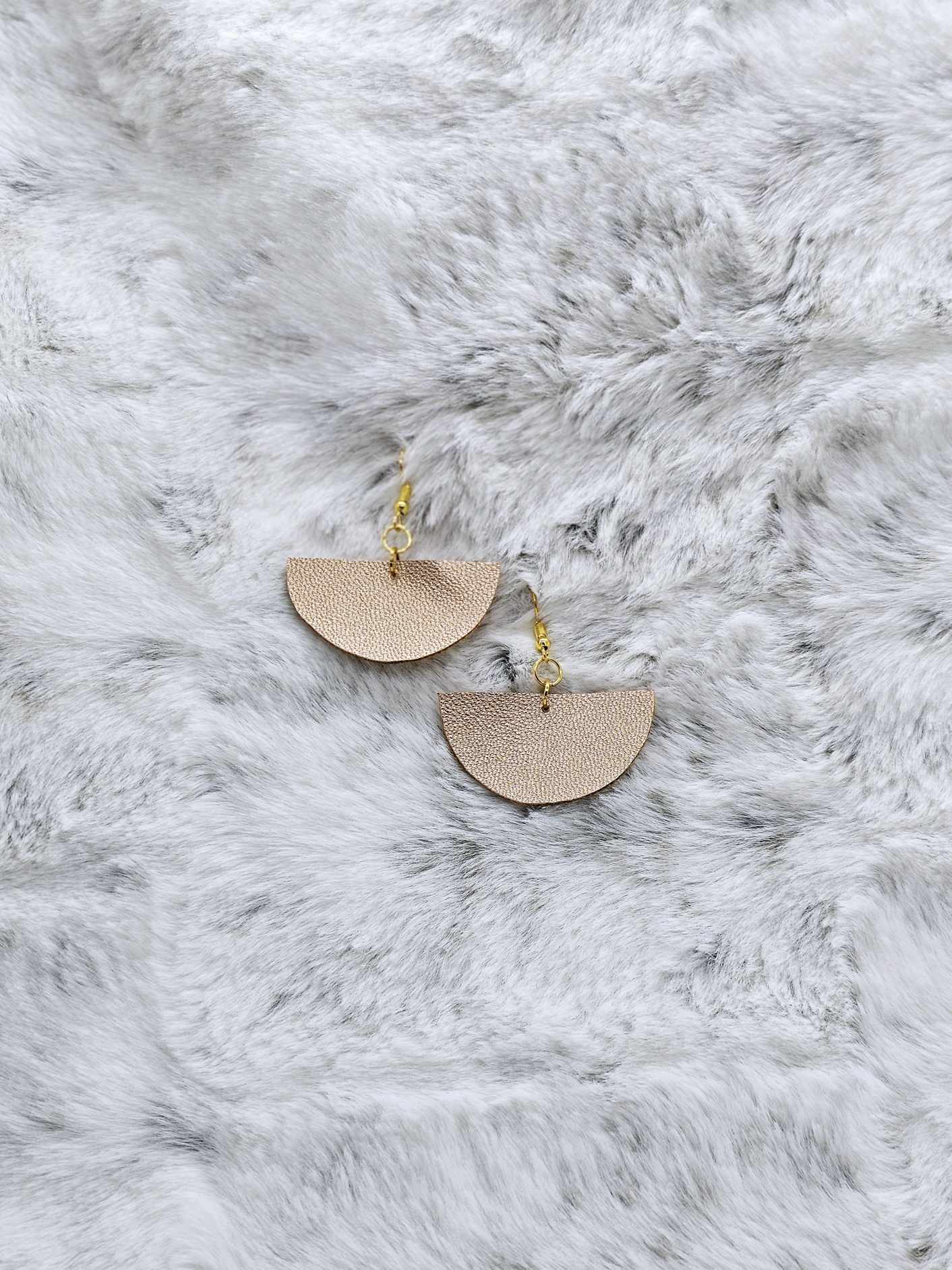 HALF CIRCLE FAUX LEATHER EARRINGS