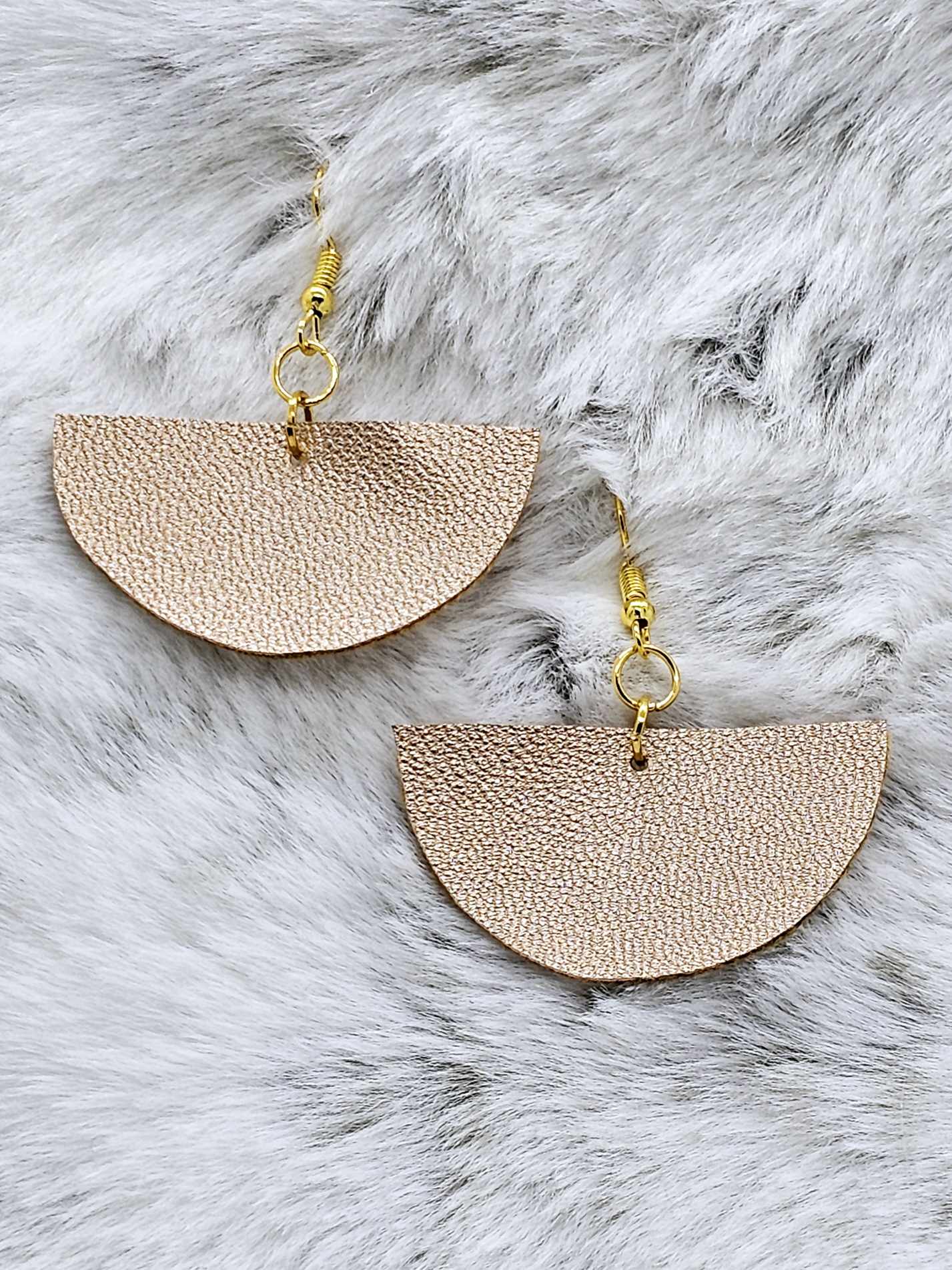 HALF CIRCLE FAUX LEATHER EARRINGS