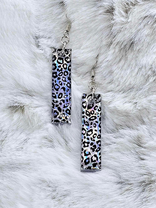 HOLOGRAPHIC LEOPARD PRINT RESIN EARRINGS