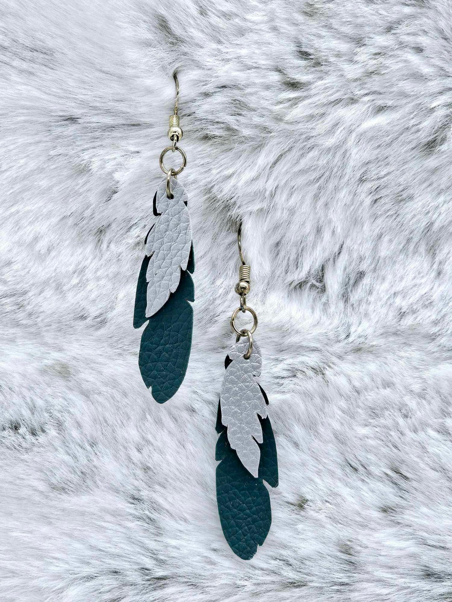 FEATHER FAUX LEATHER EARRINGS